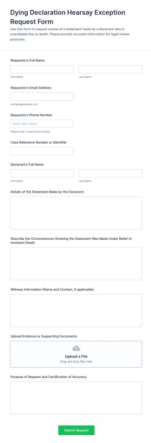 Dying Declaration Hearsay Exception Request Form Template