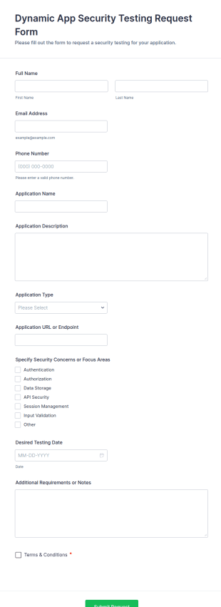 Dynamic App Security Testing Request Form Template