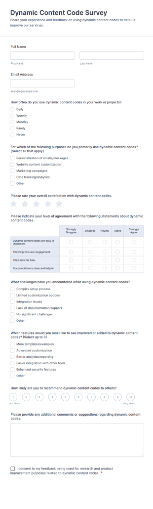 Dynamic Content Code Survey Form Template