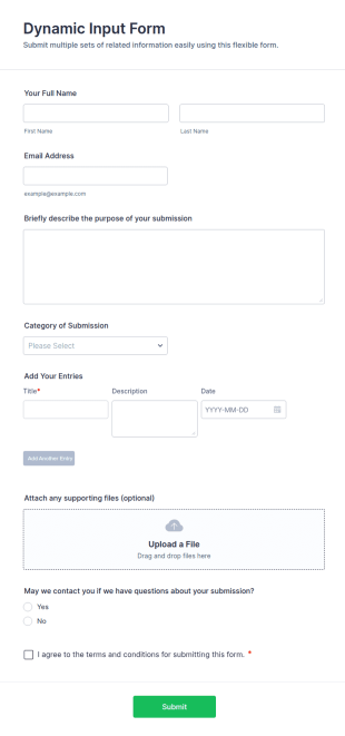 Dynamic Input Form Template