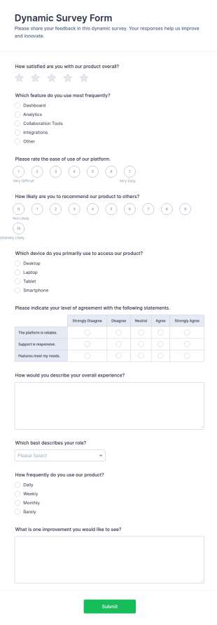 Dynamic Survey Form Template