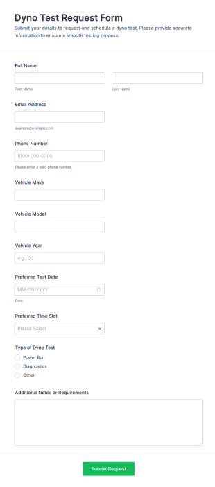 Dyno Test Request Form Template