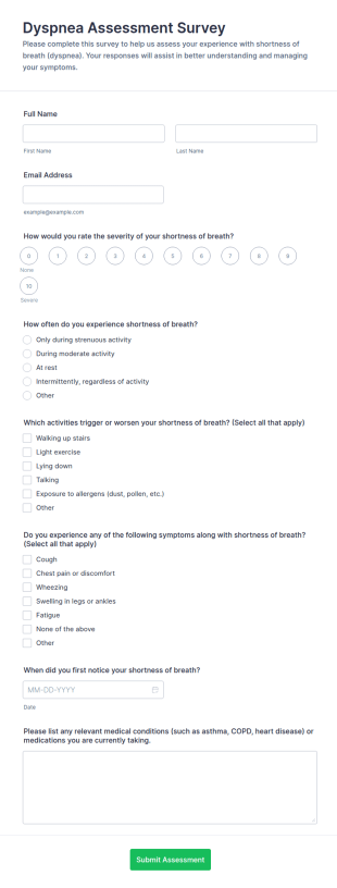 Dyspnea Assessment Survey Form Template