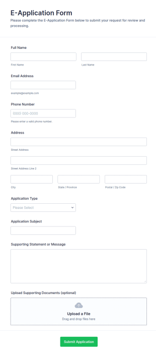 E Application Form Template