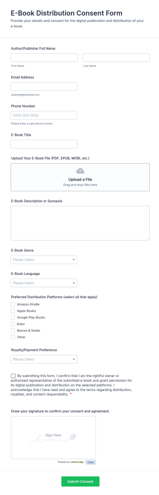 E Book Distribution Consent Form Template