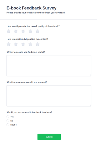 E Book Feedback Survey Form Template