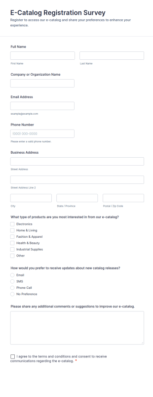 E Catalog Registration Survey Form Template