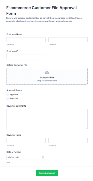 E Commerce Customer File Approval Form Template
