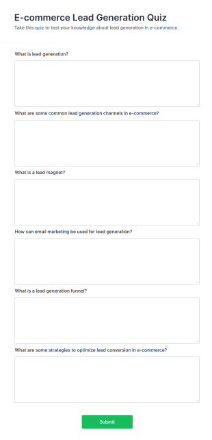 E Commerce Lead Generation Quiz Form Template