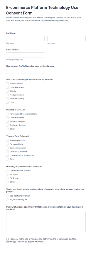 E Commerce Platform Technology Use Consent Form Template