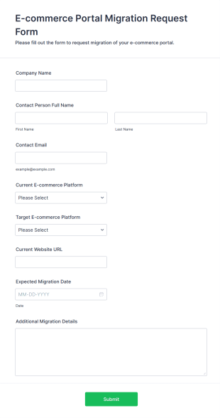 E Commerce Portal Migration Request Form Template