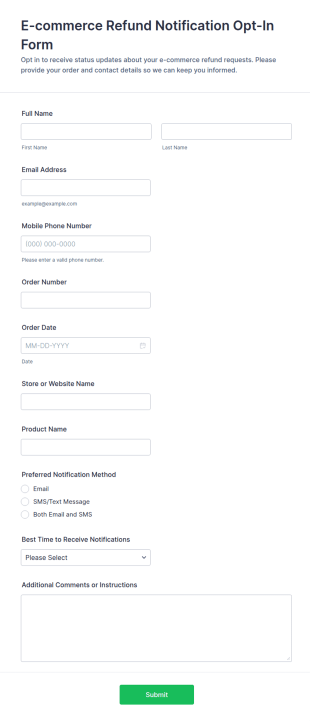 E Commerce Refund Notification Opt In Form Template