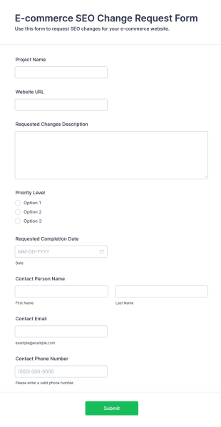 E Commerce SEO Change Request Form Template