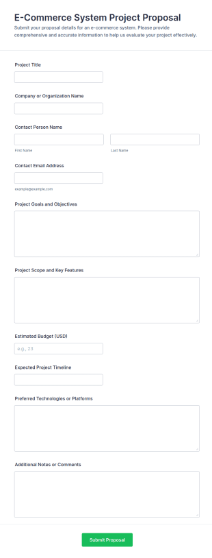 E Commerce System Project Proposal Form Template