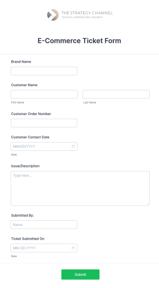 E Commerce Ticket Form Template