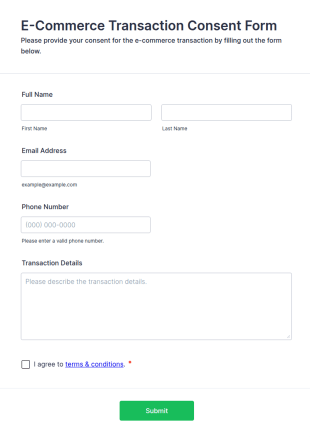 E Commerce Transaction Consent Form Template