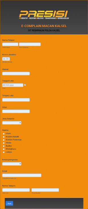 E Complain Macan Kalsel Form Template
