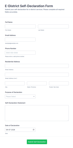 E District Self Declaration Form Template