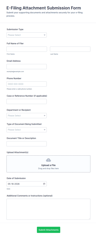 E Filing Attachment Submission Form Template