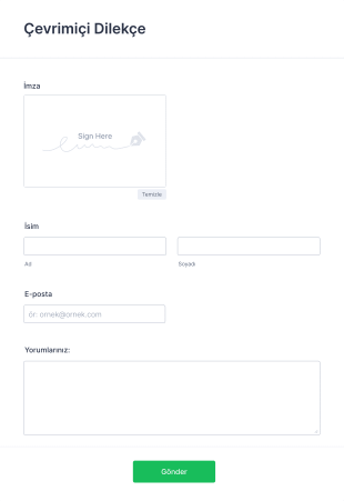 E İmzalı Çevrimiçi Dilekçe Form Template
