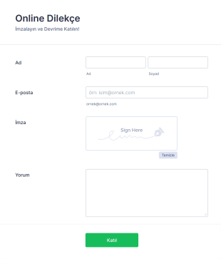 E İmzalı Online Dilekçe Form Template