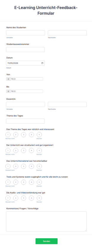 E Learning Unterricht Feedback Formular