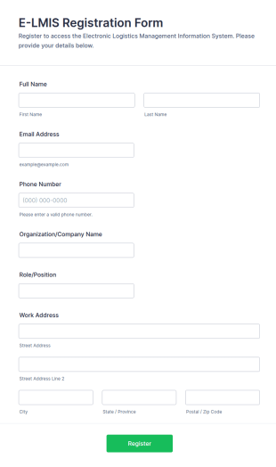 E LMIS Registration Form Template
