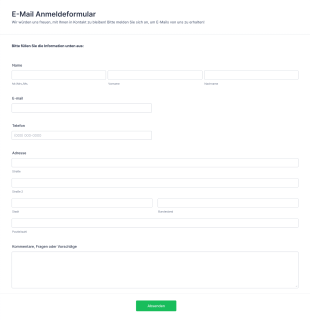 E Mail Anmeldeformular Form Template