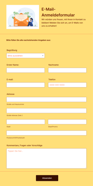 E Mail Anmeldeformular Form Template