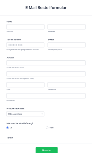 E Mail Bestellformular Form Template