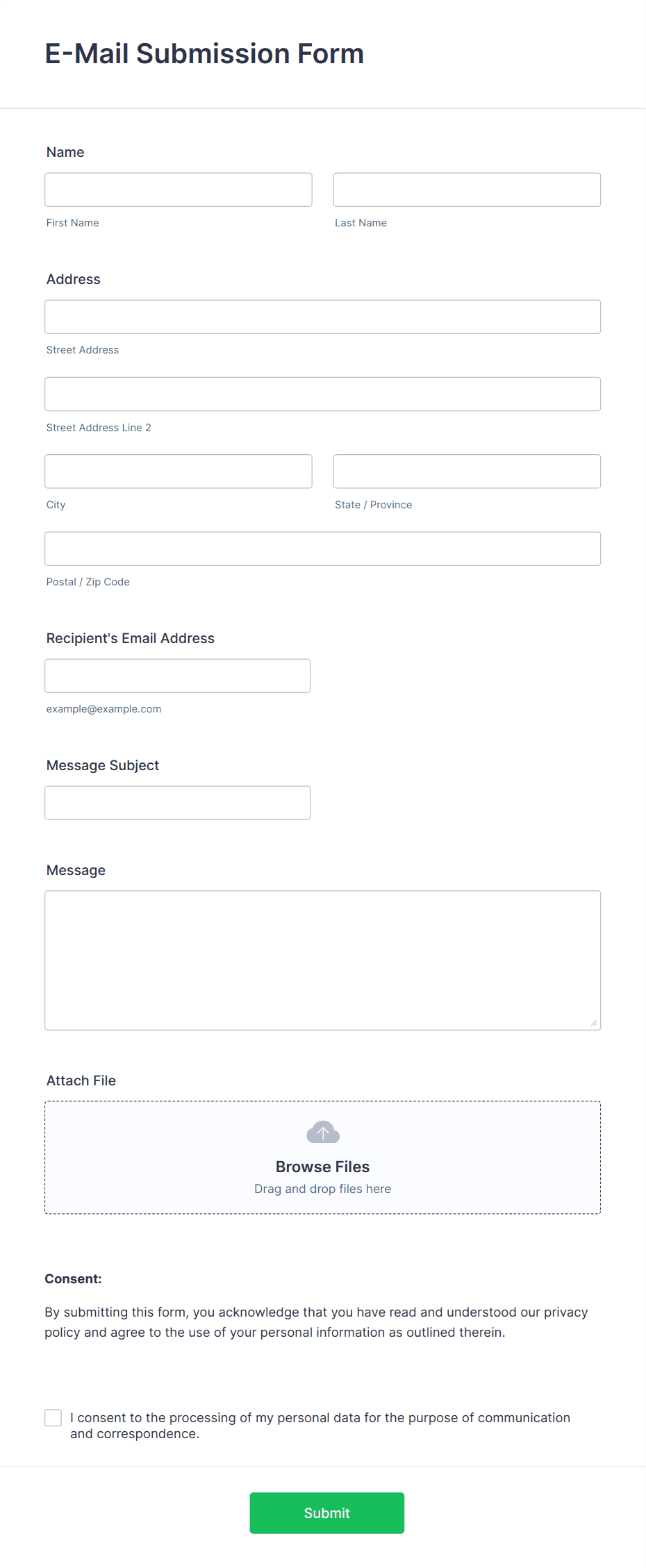 E-Mail Submission Form Template | Jotform