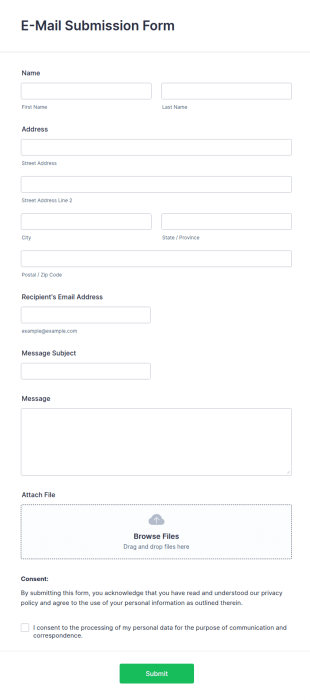 E Mail Submission Form Template