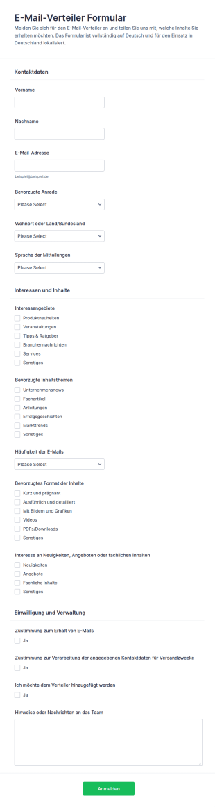 E Mail Verteiler Anmeldung