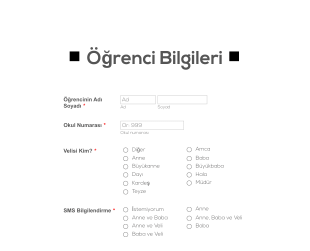 E Okul Icin Ogrenci Bilgi Toplama Form Şablonu