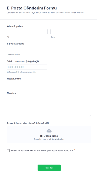 E Posta Gönderim Form Template