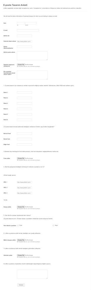 E Posta Tasarım Anketi Form Template