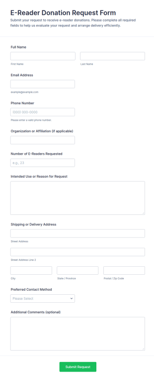 E Reader Donation Request Form Template