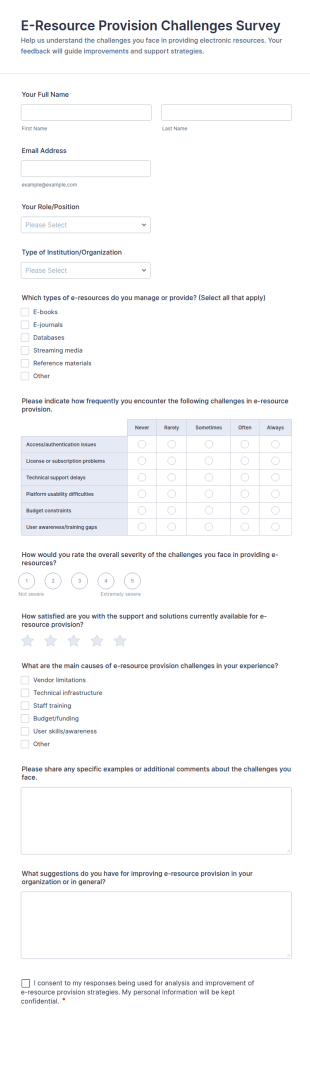 E Resource Provision Challenges Survey Form Template