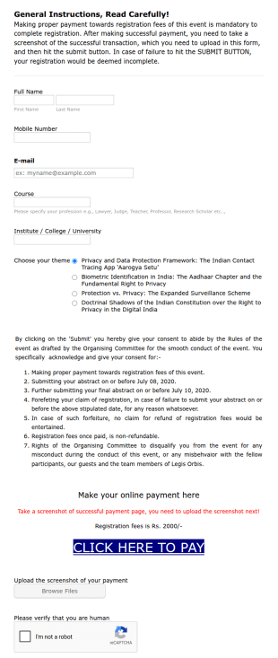 E Seminar Student Registration Form Template
