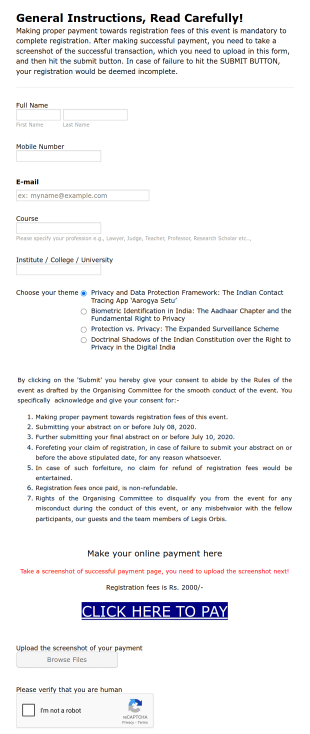 E Seminar Student Registration Form Template