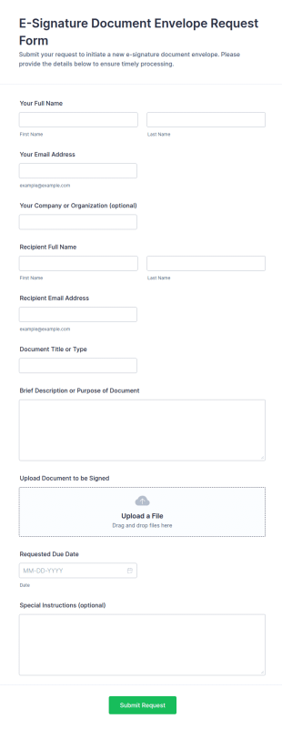 E Signature Document Envelope Request Form Template