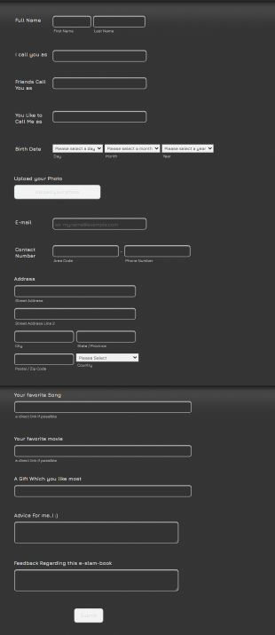 E Slam Book Form Template