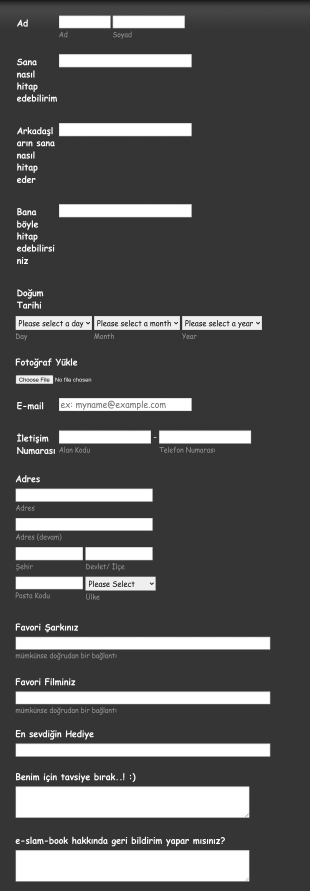 E Slam Kitabı Form Şablonu