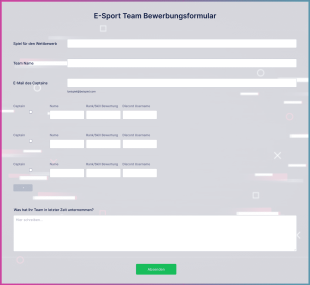 E Sport Team Bewerbungsformular Form Template