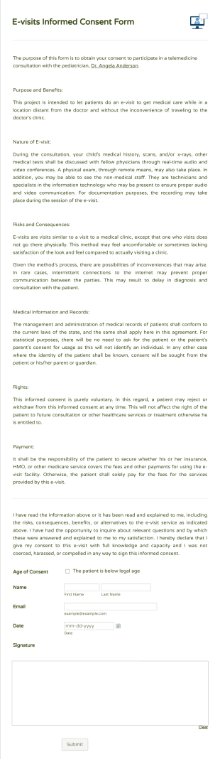 E Visits Informed Consent Form Template