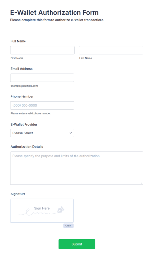 E Wallet Authorization Form Template