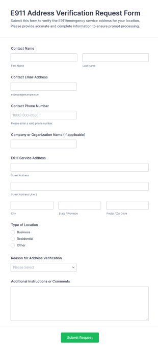E911 Address Verification Request Form Template