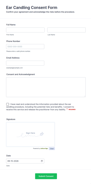 Ear Candling Consent Form Template
