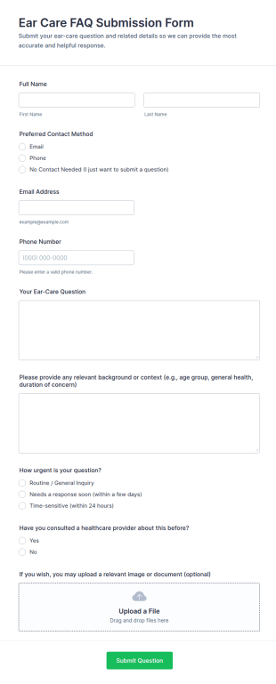 Ear Care FAQ Submission Form Template