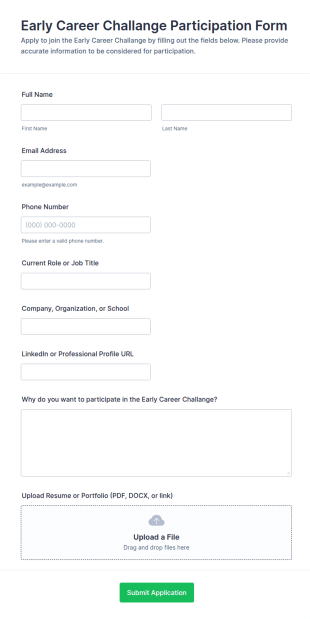 Early Career Challenge Participation Form Template